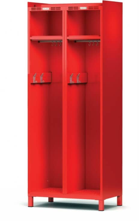 Fire brigade locker with helmet rack