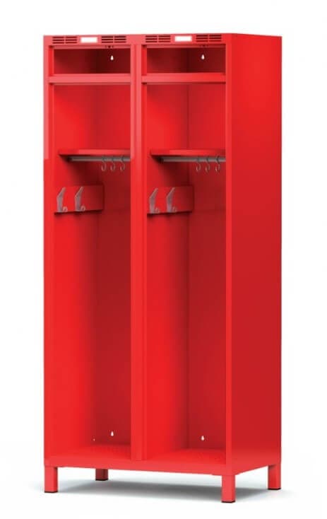 Fire brigade locker with helmet compartment and shelf