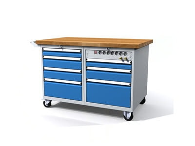 Workbench with castors