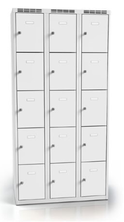 Schliessfaecher dreiteilig 15 faecher lichtgrau