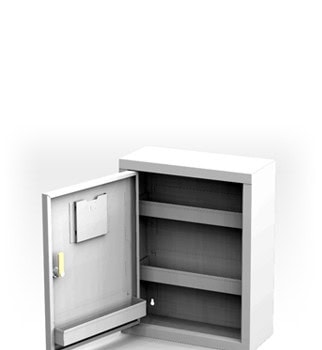 Arzneimittelschrank 45x35 cm 2 fachboeden zylinderschloss weiss lk2sc1 v2