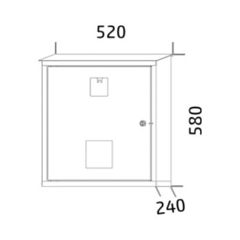 Fire extinguisher cabinet 2 fire extinguishers 58x52x24 cm hpv62a ral3000 drawing