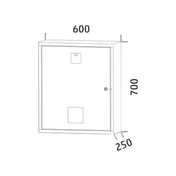 Feuerloescherschrank 2 feuerloescher 70x60x25 cm hpi92a ral3000 zeichnung