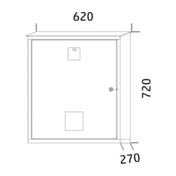 Fire extinguisher cabinet 2 fire extinguishers 72x62x27 cm hpv92a ral3000 drawing