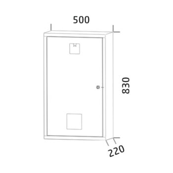 Feuerloescherschrank 2 feuerloescher co2 83x50x22 cm hpico2a ral3000 zeichnung
