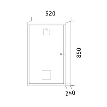 Fire extinguisher cabinet 2 fire extinguishers co2 85x52x24 cm hpvco2a ral3000 drawing