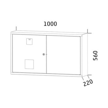 Fire extinguisher cabinet 4 fire extinguishers 56x100x22 cm hpi64a ral3000 drawing
