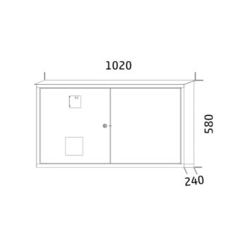 Fire extinguisher cabinet 4 fire extinguishers 58x102x24 cm hpv64a ral3000 drawing