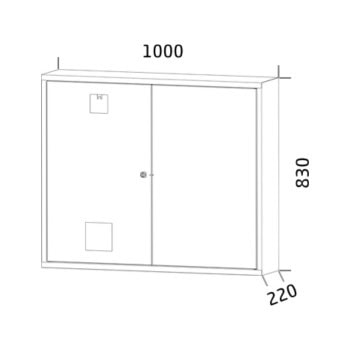 Feuerloescherschrank 4 feuerloescher co2 83x100x22 cm hpico4a ral3000 zeichnung