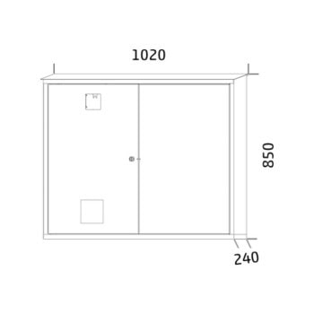 Fire extinguisher cabinet 4 fire extinguishers co2 85x102x24 cm hpvco4a ral3000 drawing