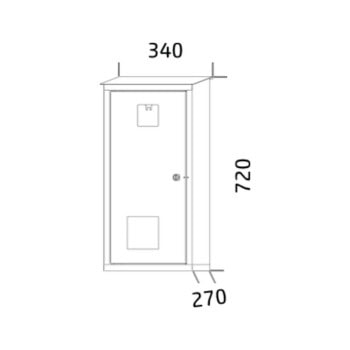 Fire extinguisher cabinet 72x34x27 cm hpv91a ral3000 drawing