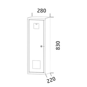 Feuerloescherschrank co2 83x28x22 cm hpico1a ral3000 zeichnung