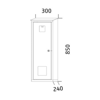 Fire extinguisher cabinet co2 85x30x24 cm hpvco1a ral3000 drawing