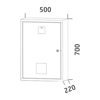 Fire extinguisher cabinet tepostop 2 fire extinguishers 70x50x22 cm hpi62b ral3000 drawing