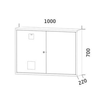 Feuerloescherschrank tepostop 4 feuerloescher 70x100x22 cm hpi64b ral3000 zeichnung