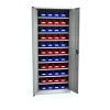 Material cupboard with visible storage boxes 195x80x30 cm 24+16 boxes ss801s10pp ral7035
