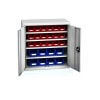 Material cupboard with visible storage boxes 80x80x30 cm 18+8 boxes ss804s4pp ral7035