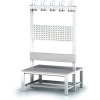 Bench double-sided 100 cm with hook rail and shoe rack melamine board s1lo100vssr