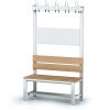 Changing room bench beechwood slats 100 cm with hook rail and shoe rack s1l100vlbsr