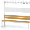 Changing room bench with hook rail 200 cm beechwood slats s1l200vlb