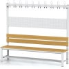 Changing room bench with hook rail and shoe rack beechwood slats 200 cm s1l200vlbsr