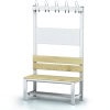 Changing room bench spruce slats 100 cm with hook rail and shoe rack s1l100vlssr