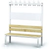 Changing room bench spruce slats with hook rail 150 cm s1l150vls