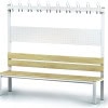 Changing room bench with hook rail spruce 200 cm s1l200vls
