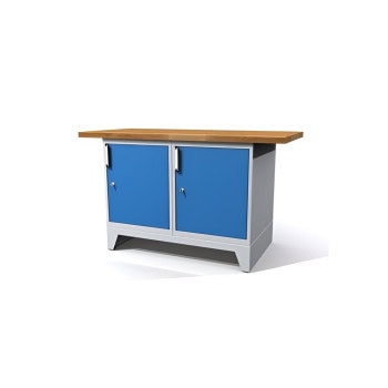 system workbench 880x1500x700 mm book plate 40 mm 2 drawer cabinets light grey door colour selectable dpf15013u1du1d ral7035 5012 1