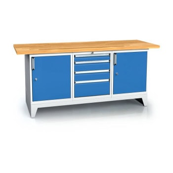 system workbench 880x2000x700 mm beech solid wood 4 drawers 2 doors light grey customisable dpf20013u1du4au1d ral7035 5012 1