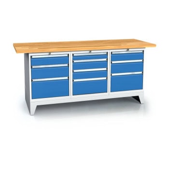 system workbench 880x2000x700 mm book plate 2 drawer cabinets 7 drawers central locking dpf20013u3au4au3a ral7035 5012 1