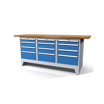 system workbench 880x2000x700 mm book plate 40 mm 3 drawer cabinets cylinder lock dpf20013u4au4au4a ral7035 5012 1