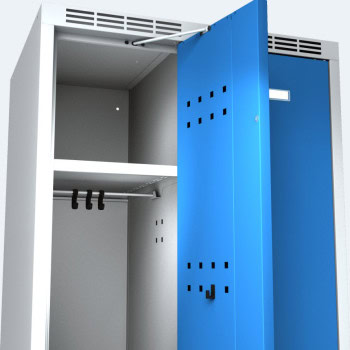 Locker with double-walled door top
