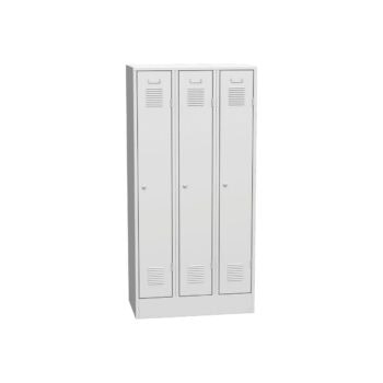 3-fags garderobeskab 900 mm bredt lysegrå kk sas 33 a ral7035