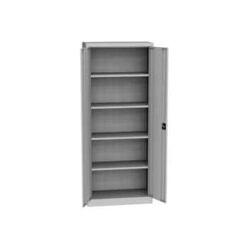 Lockable universal cabinet 195 × 80 × 40 cm, 4 shelves, 60 kg, light grey, KK SPS 02 A, RAL 7035