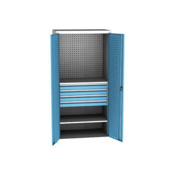 workshop cabinet 195x95x60 cm 4 drawers rear wall perforated 2 shelves 100 kg light grey kk spd 11 d ral5012