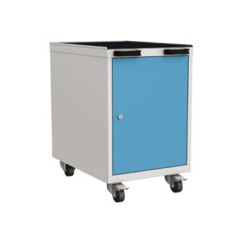 workshop trolley with door 2 shelves 60 kg roll-off edge kk dpp 01 d ral5012